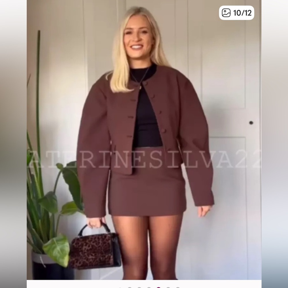 ZARA BROWN SUIT SKIRT - XS